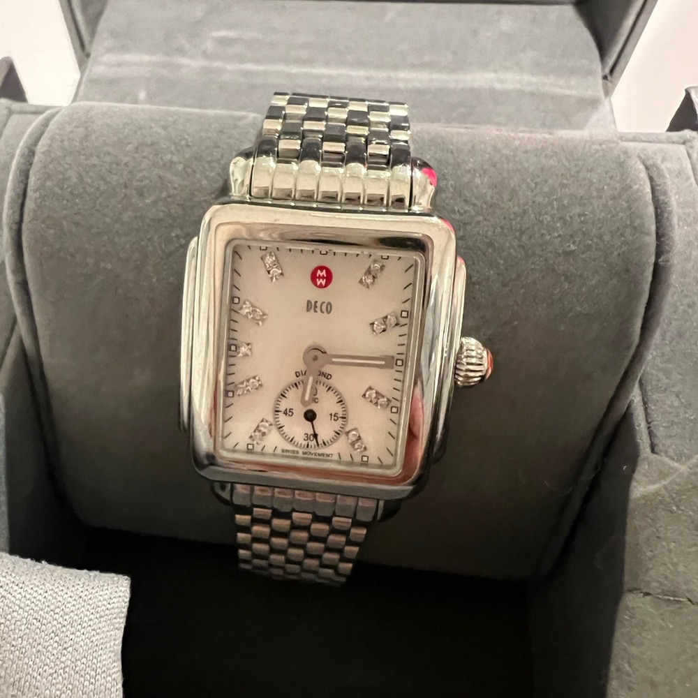 Michele Deco Mid Stainless Diamond Dial Watch - Like New!
